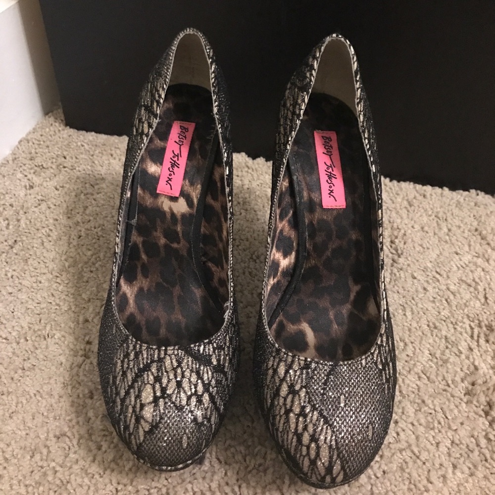 Betsey Johnson Sparkle & Lace Heels