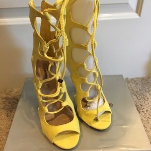 Peep Toe Lace Up Gladiator Cage Cut Out Heels