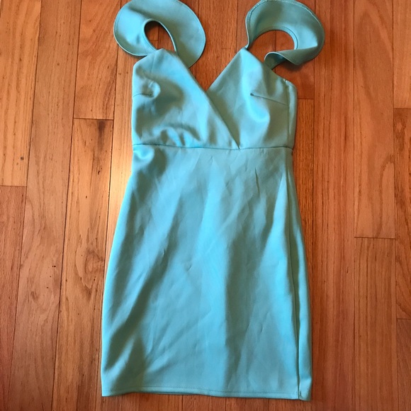 Lulus Dresses & Skirts - Lulus turquoise ruffle strap mini dress Sz small