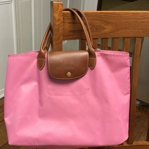 Lonchamp Le Pliage pink tote