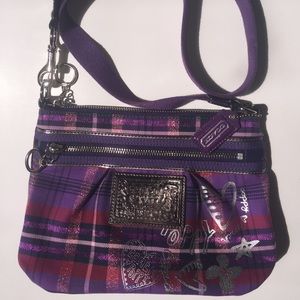 Plaid Coach Poppy Cross body Purse