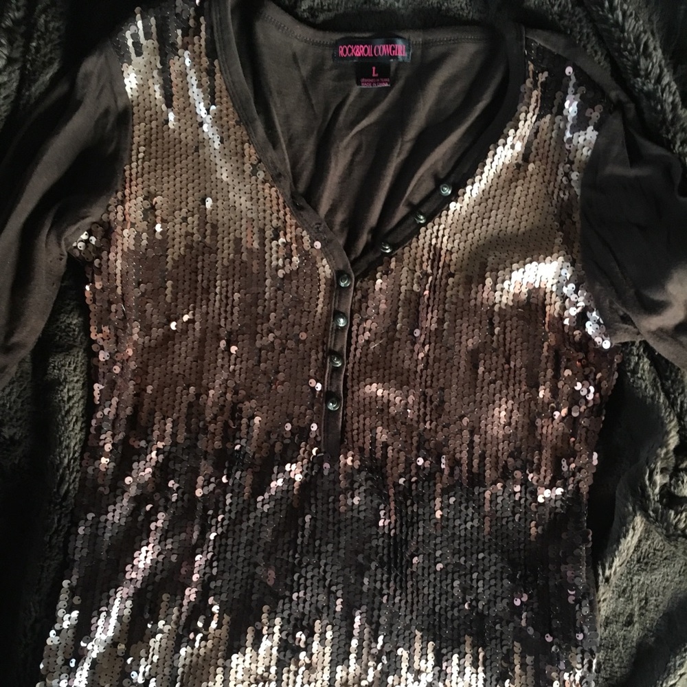 Rock & Roll cowgirl top with sequined front