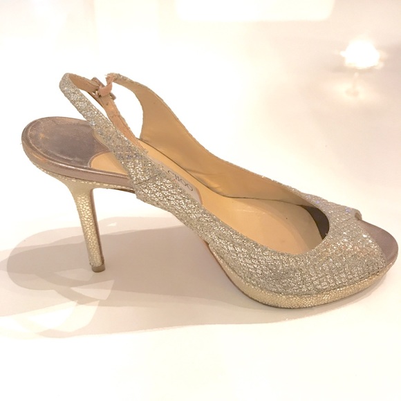 Authentic! Jimmy Choo Sparkle Silver/Gold Heels - Picture 5 of 6