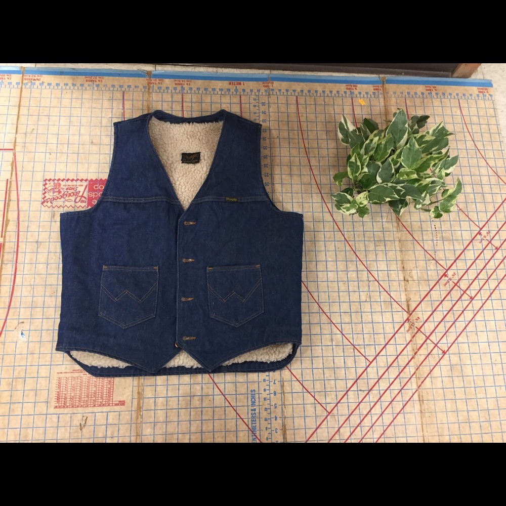 Vintage Wrangler denim and shearling vest