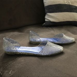 Jeffrey Campbell silver glitter jelly d’orsay flat