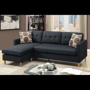 Black Polyfiber Elegant Sectional Sofa