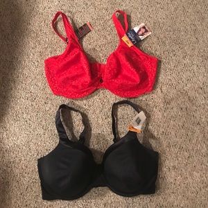 NWT UNDERWIRE BRA SET BLACK & RED SIZE 38DD