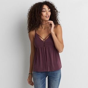 NWOT AEO Soft & Sexy S Sueded Plum Peplum Tank