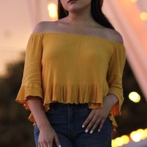 Yellow Off the Shoulder Top