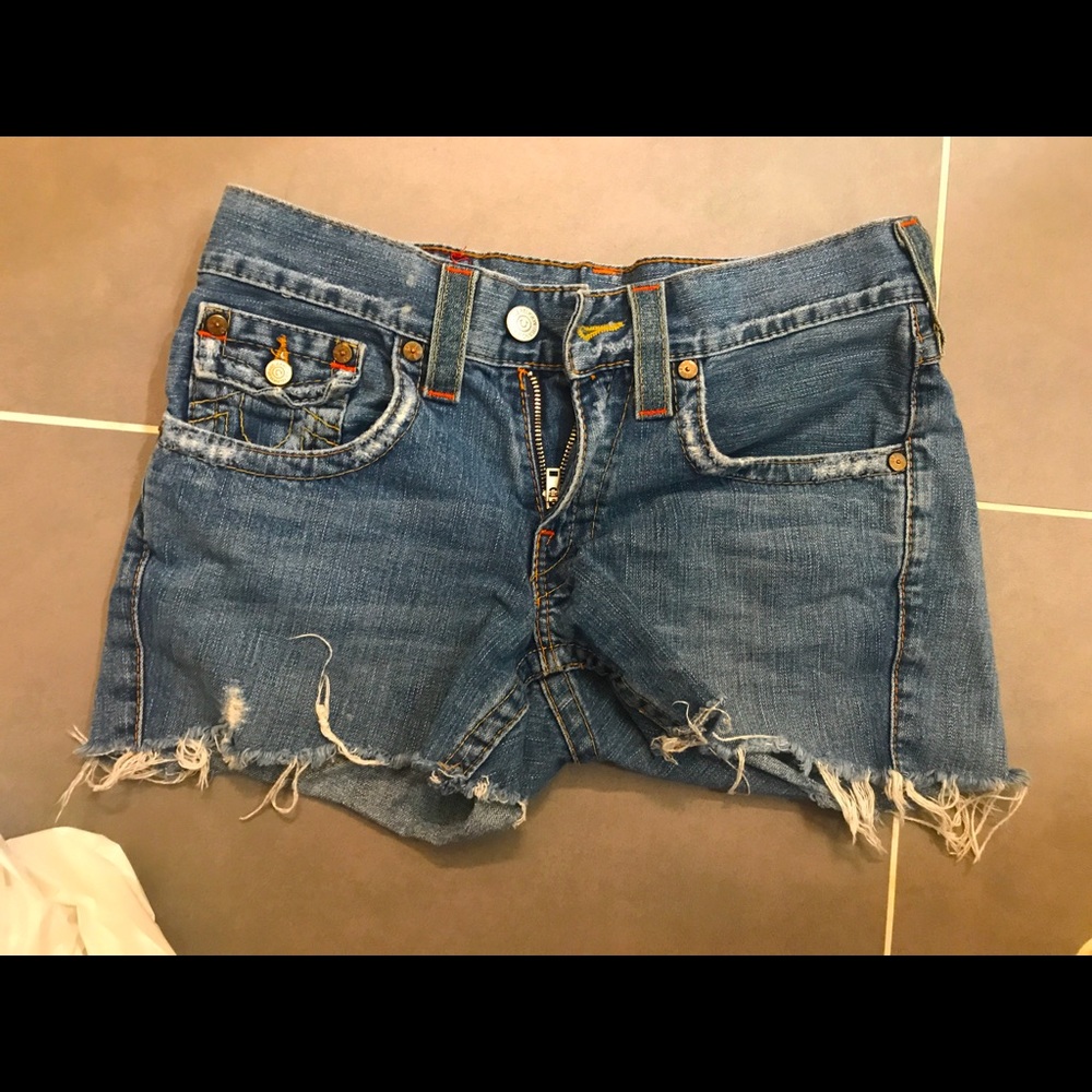 True Religion cut off shorts.