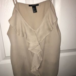 NWOT Forever 21 Beige/ Nude Ruffled Tank Top