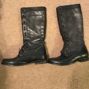 Black leather boots