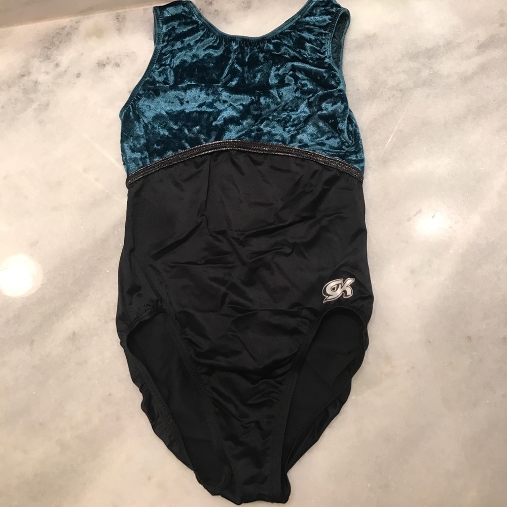 GK Elite Green and Black Sleeveless Leotard