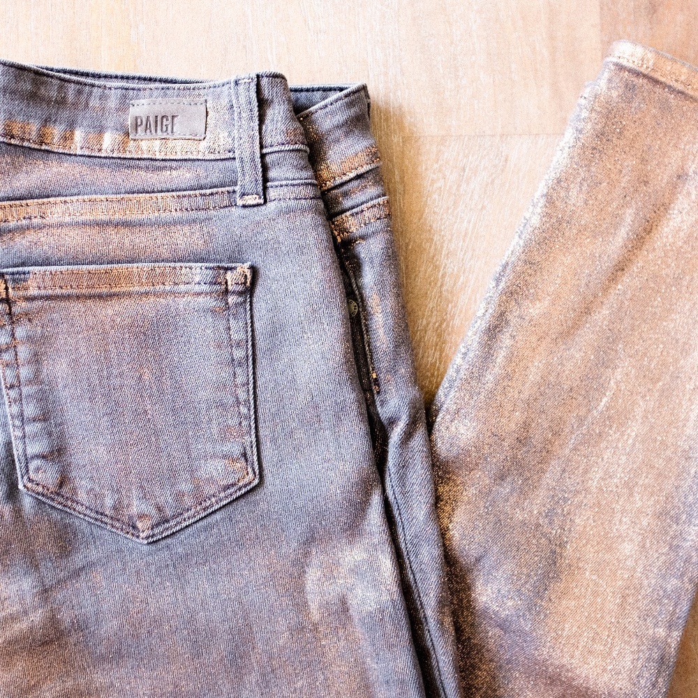 Gold Dusted Gray Skinny PAIGE Jeans Size 27