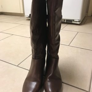 Dark brown wide calf boots