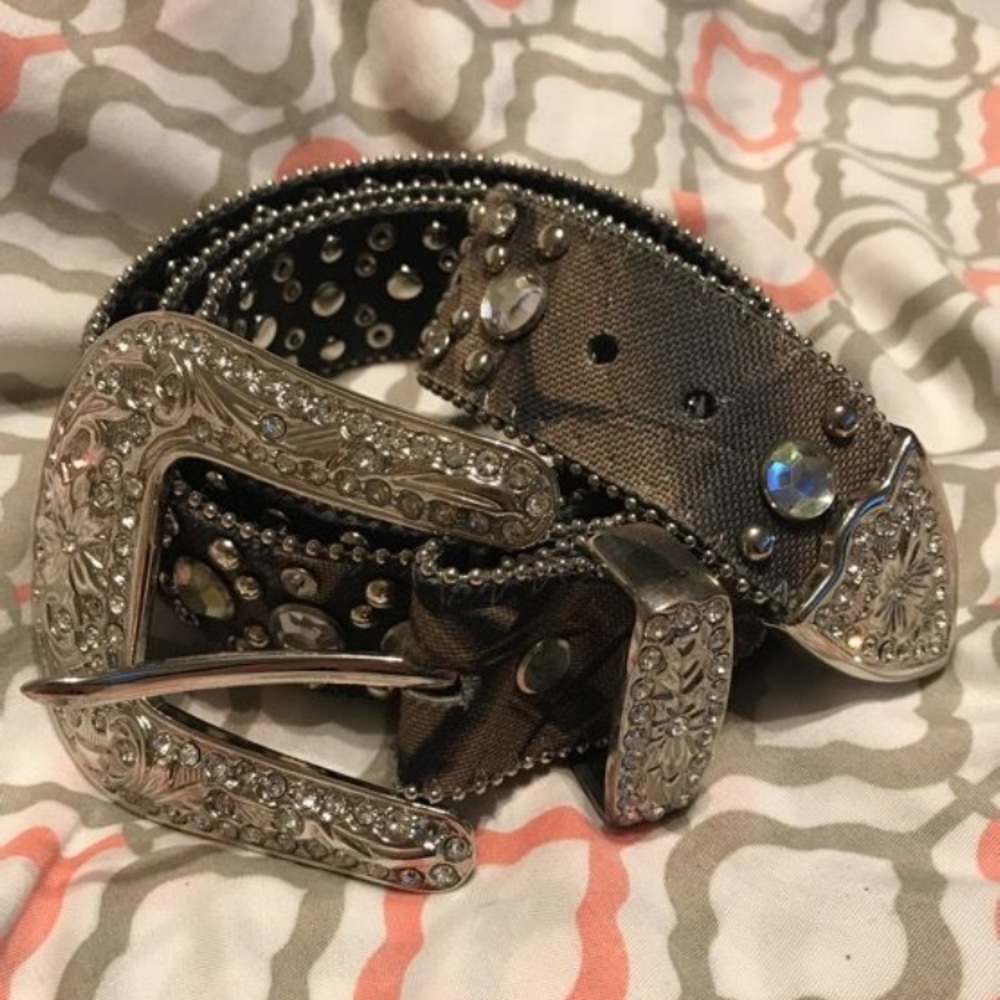 Rhinestone belt camo