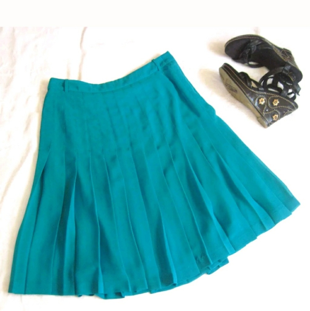 BCBG Max Azria Turquoise Pleated Bonita Skirt 4