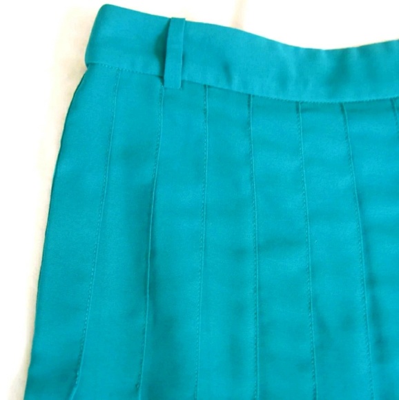 BCBG Max Azria Turquoise Pleated Bonita Skirt 4 - Picture 2 of 3