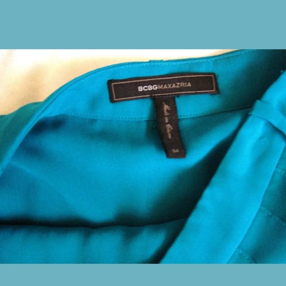 BCBG Max Azria Turquoise Pleated Bonita Skirt 4 - Picture 3 of 3