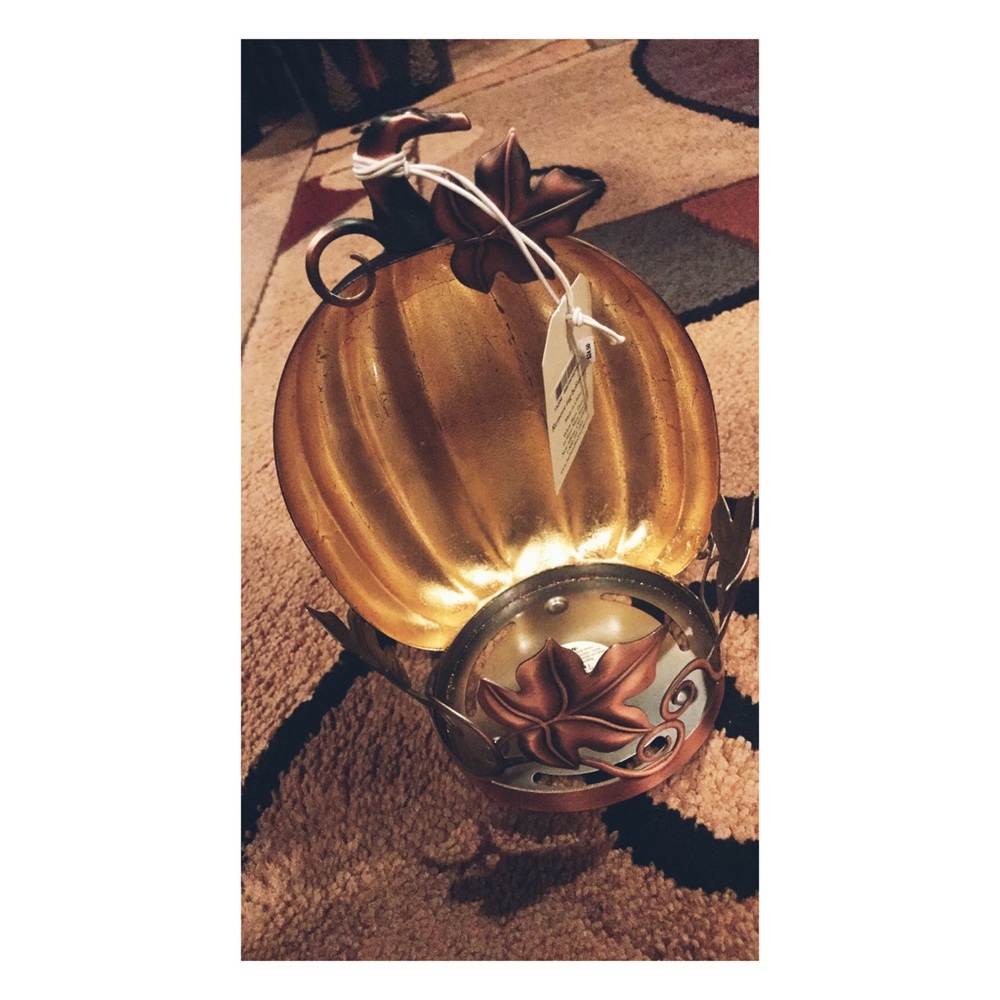 3wick Candle White Barn Pumpkin Candle Holder