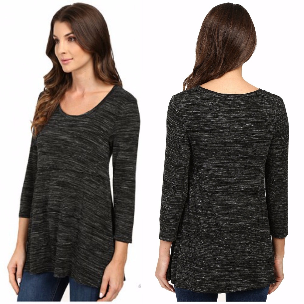 Mod-o-doc space dye Jersey Raw Edge Seamed blouse