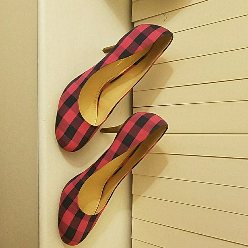 Jessica Simpson gingham Pink/navy Heels, size 11