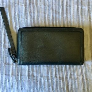 Halogen gray zip around travel wallet