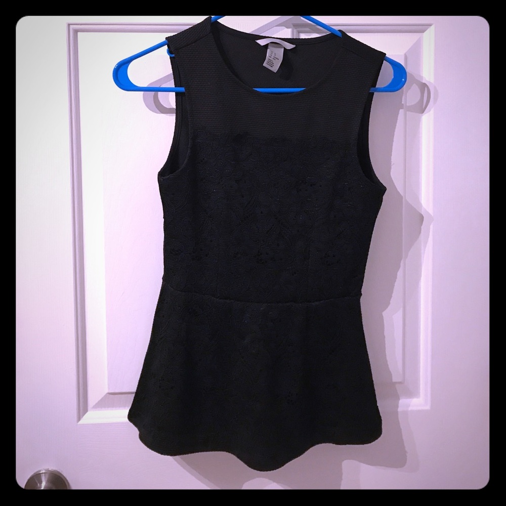 XS H&M Black Peplum Lacy top