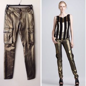 NWT Alice + Olivia Metallic Gold Jeans size 0