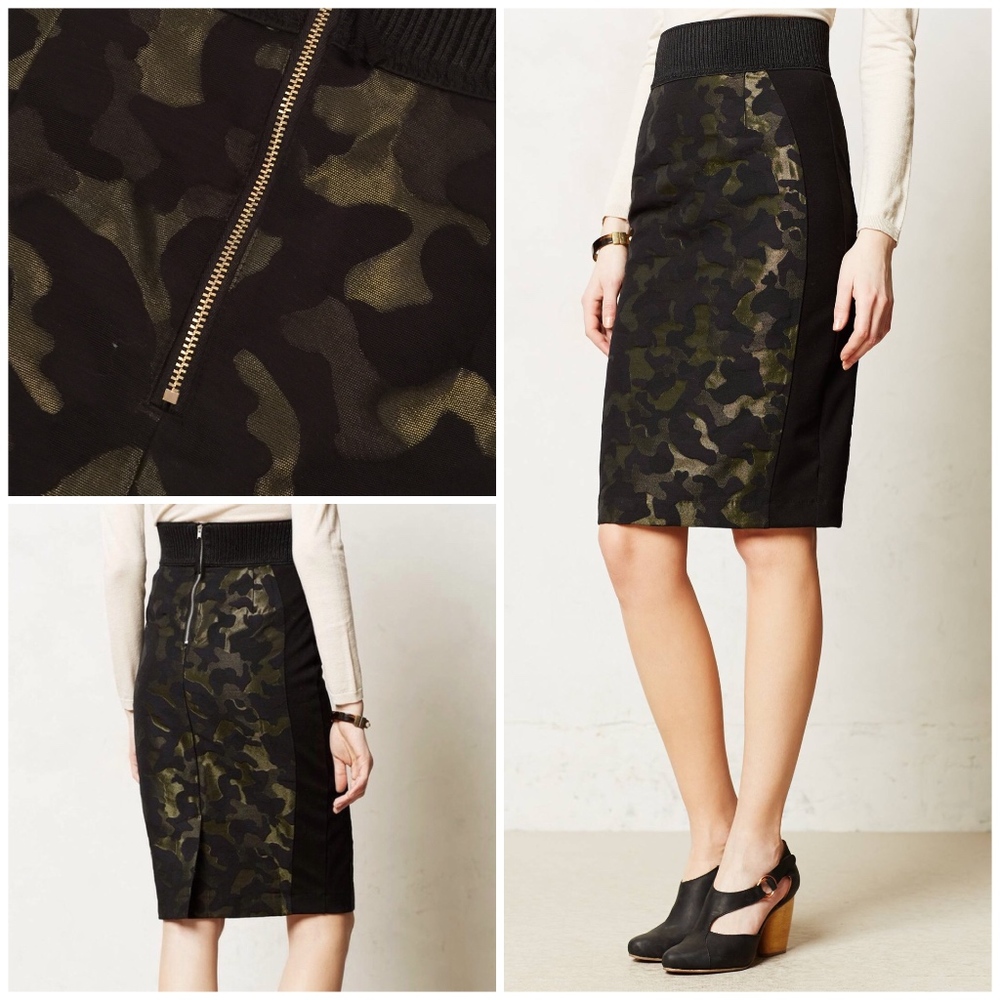 Anthro Maeve Camo Pencil Skirt