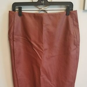Cognac colored leather skirt