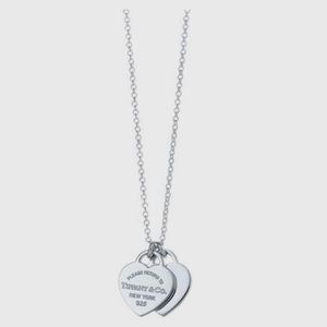 T&Co Silver double heart necklace