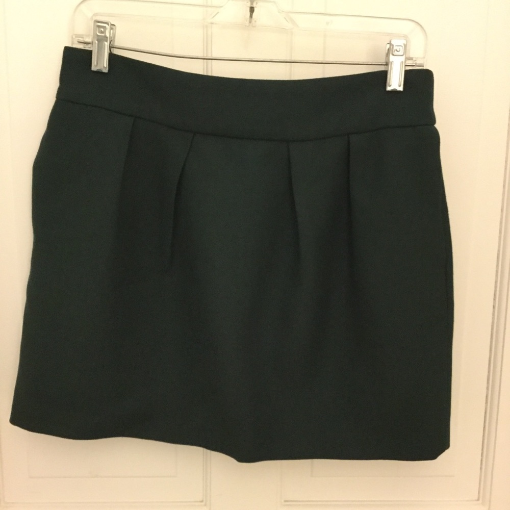 Zara dark forest green textured mini tulip skirt