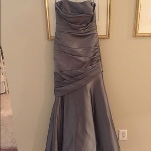 Silver Gray Melissa Sweet Strapless Gown