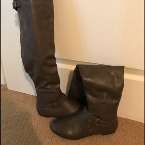 Grey over the knee boots