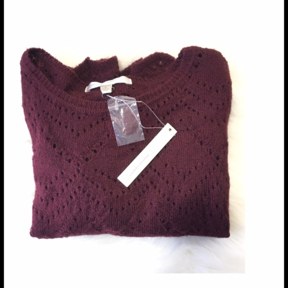 LC Lauren Conrad Sz S  L Wine Bell Sleeve Sweater - Picture 5 of 7