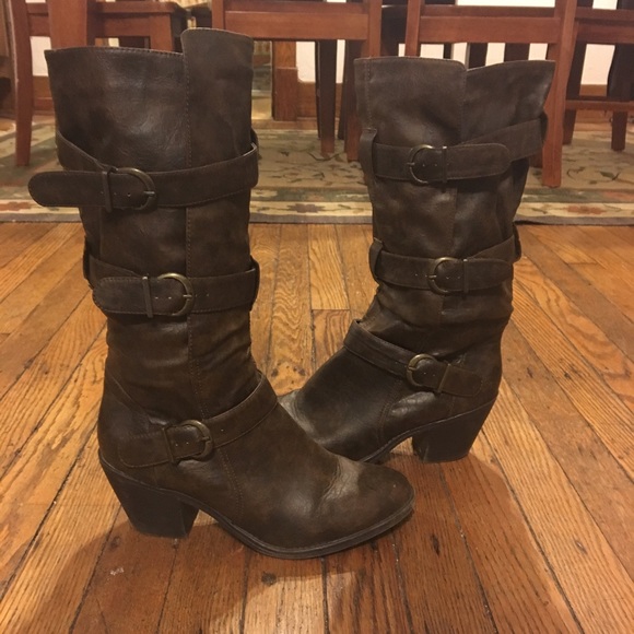 Candie's Shoes - Chocolate Brown Boots with 3 Buckles - Size 9.5
