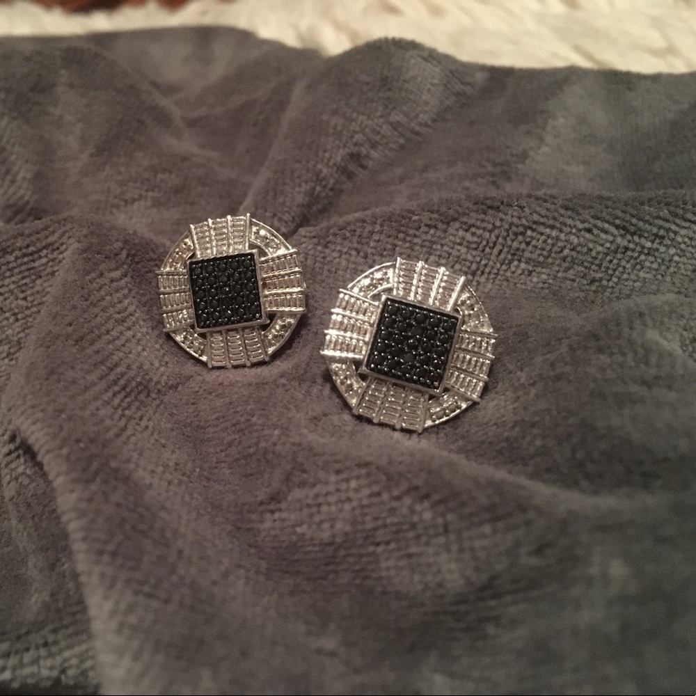 Diamond Octagonal button earrings.