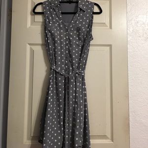 Express Grey with White Polka Dots Portofino Dress
