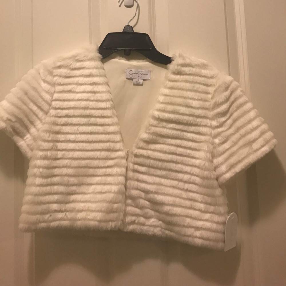 Jessica Simpson NWT faux fur cream cover up