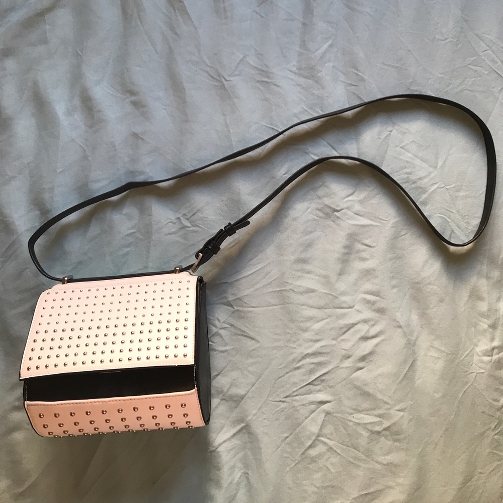 Nasty gal studded black and white crossbody purse
