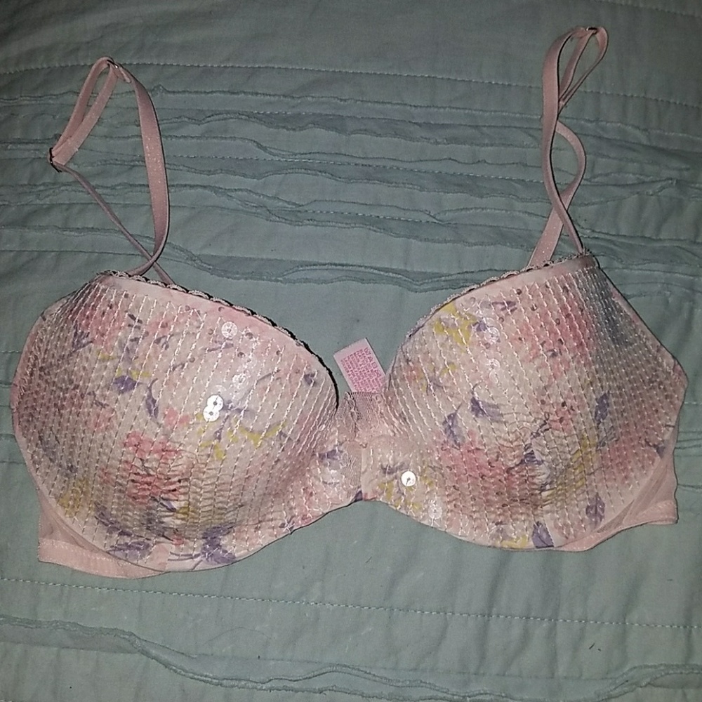 Victoria's Secret pink lace sequin 32C bra