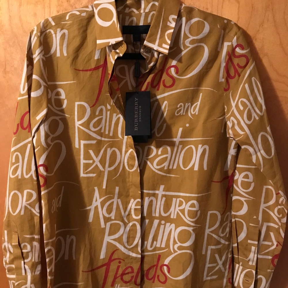 Burberry mustard color dress shirt