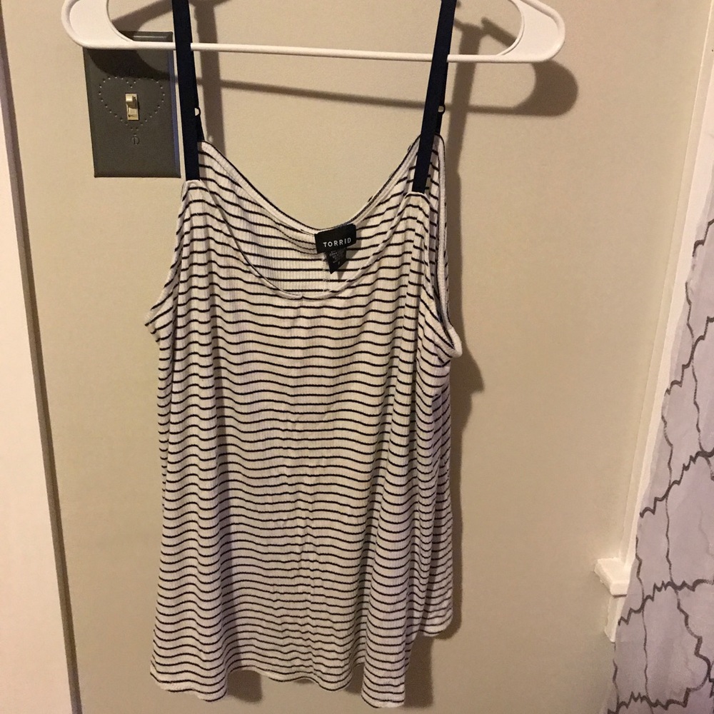 Torrid navy and white striped tank top