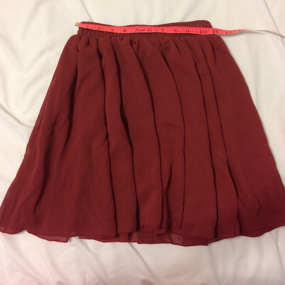 Burgundy Flowy Skater Skirt