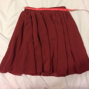 Burgundy Flowy Skater Skirt
