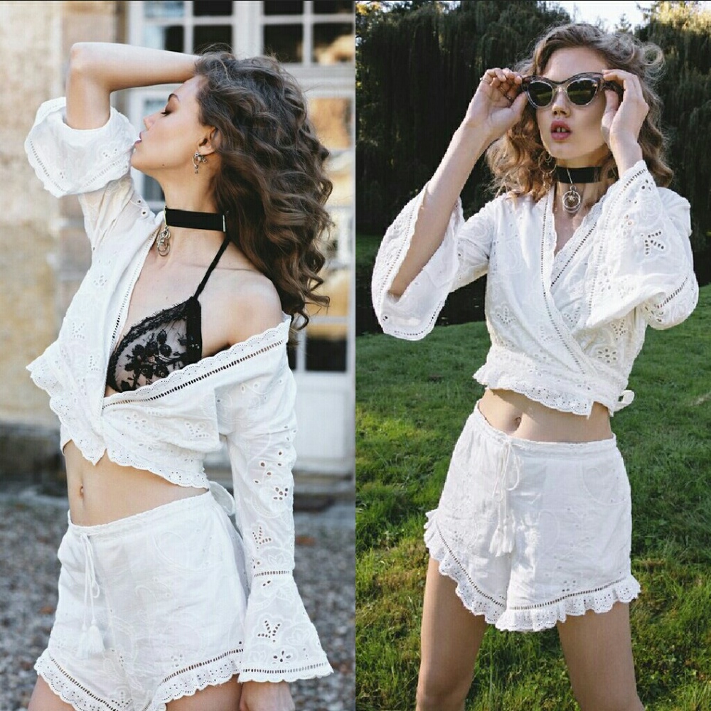 New spell designs damsel lace wrap top blouse XS