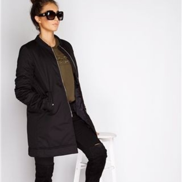  SALE TILL MIDNIGH Long Black Bomber Jacket - Picture 8 of 8