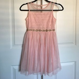 🎀Pink Chiffon Jewel Belted Dress🎀
