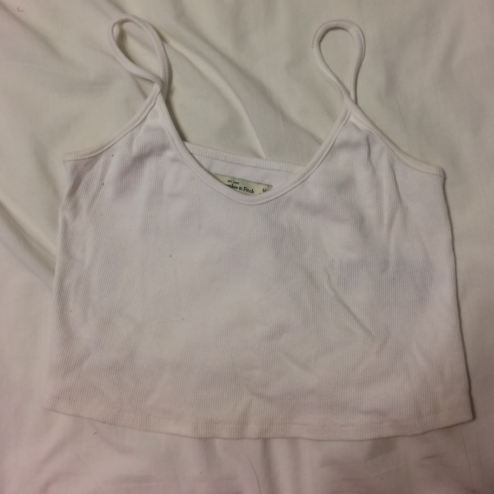 A&F White Ribbed Crop Top